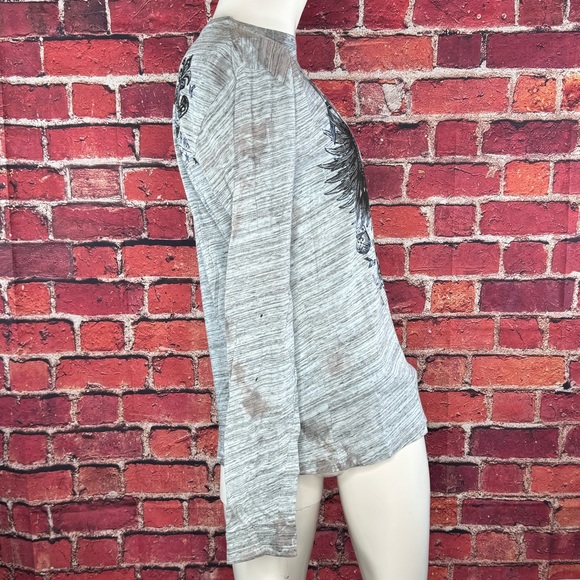 Affliction Men's Long Sleeve Graphic T-shirt -Gray/Black -Various Sizes- NWT - Picture 6 of 12